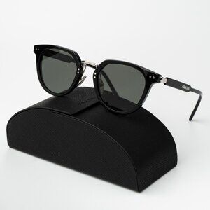 Prada Men Sunglasses Black Green Polarized Oval PR17YS 1AB03R BRAND NEW